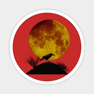 Raven and full moon Magnet